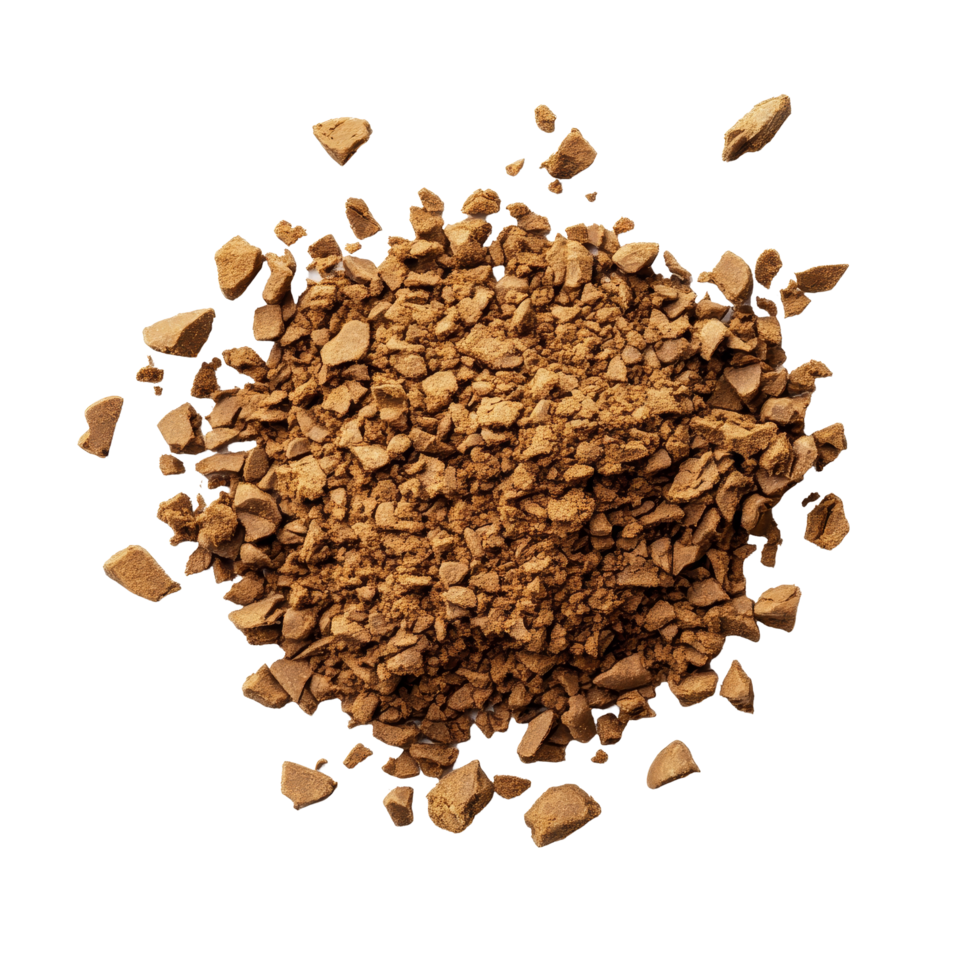 Instant coffee granules on a transparent background ready for brewing a quick cup of coffee at any time, instant coffee on transparent background png