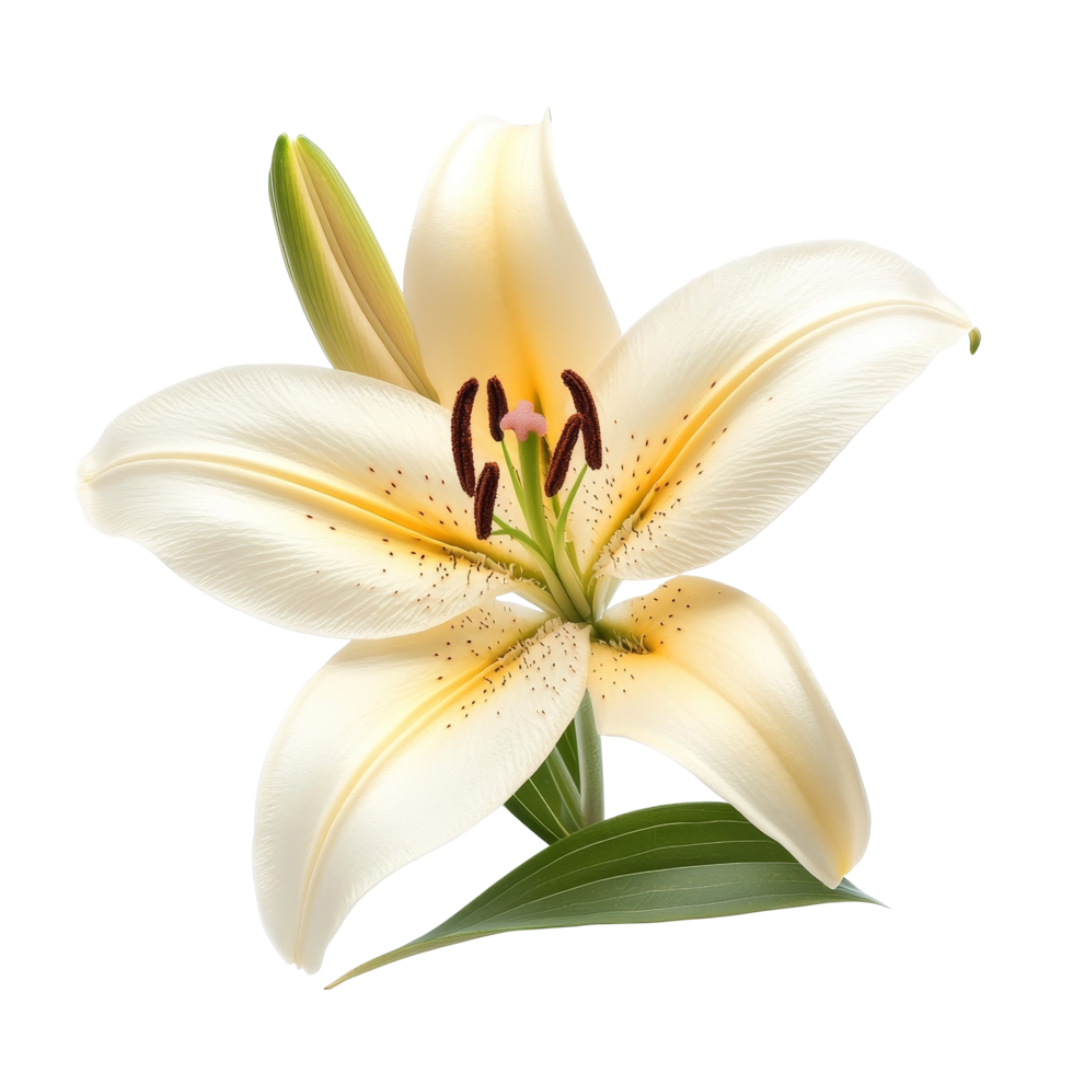 Elegant single lily flower isolated on a clean transparent background showcasing natural beauty and delicate features, single lily flowers isolated on transparent background cutout png