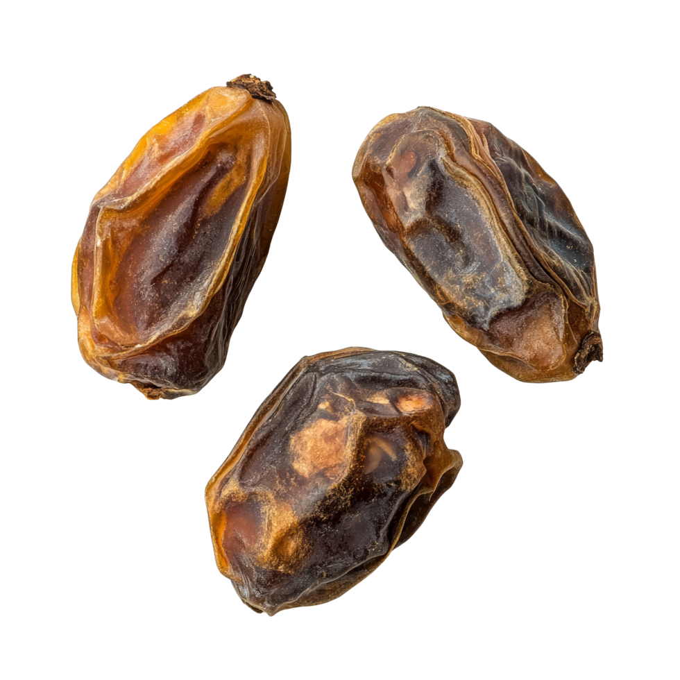 Dried dates on a clean transparent background highlighting their natural texture and rich color, dried date on transparent background png