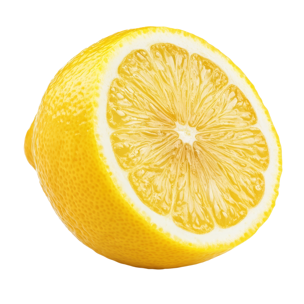 Freshly sliced ripe lemon isolated on a clean transparent background for culinary and decorative purposes, ripe lemon isolated on transparent background png