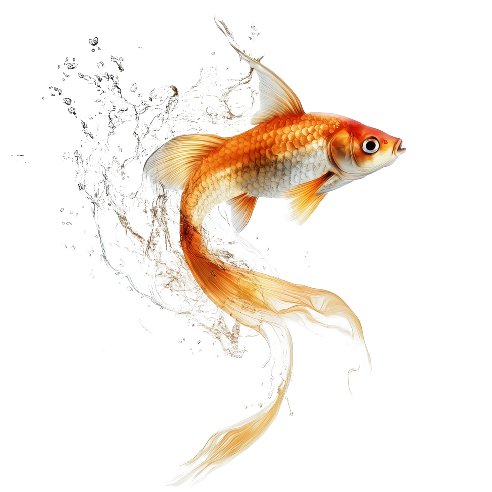 Dynamic motion of a fish leaping gracefully above the water against a bright transparent background, Dynamic Fish Leaping Motion transparent background png