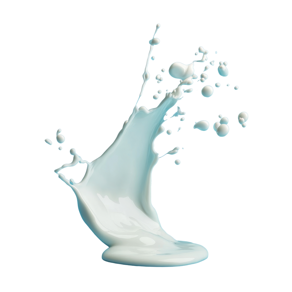 Dynamic curve of milk splashing against a vibrant blue backdrop in a captivating still life composition, Curve milk splash over blue background Stock Photo png
