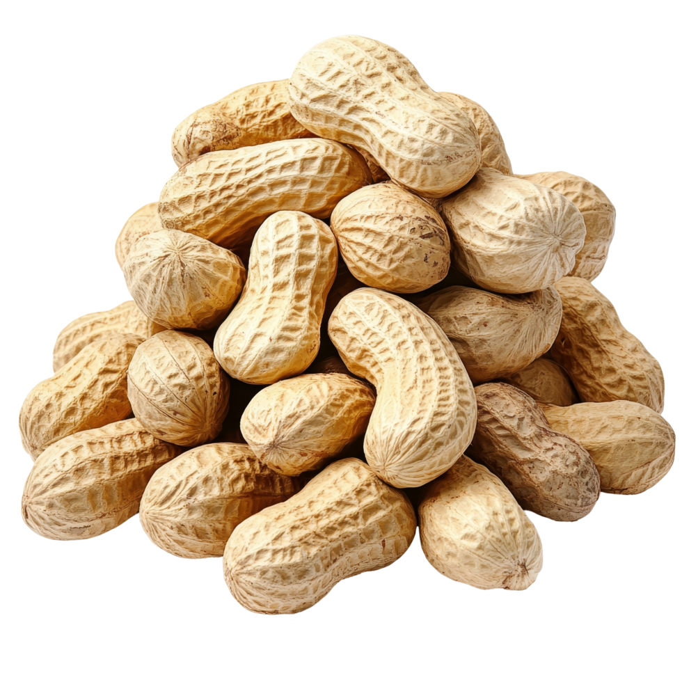 Peanuts in their shells piled on a clean transparent background perfect for culinary and health related projects, Peanuts isolated on transparent background png