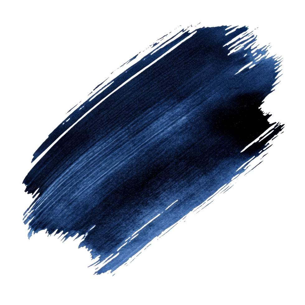 Dark blue watercolor brush stroke set against a clean transparent background for artistic creations and design projects, dark blue brush stroke isolated on transparent background png
