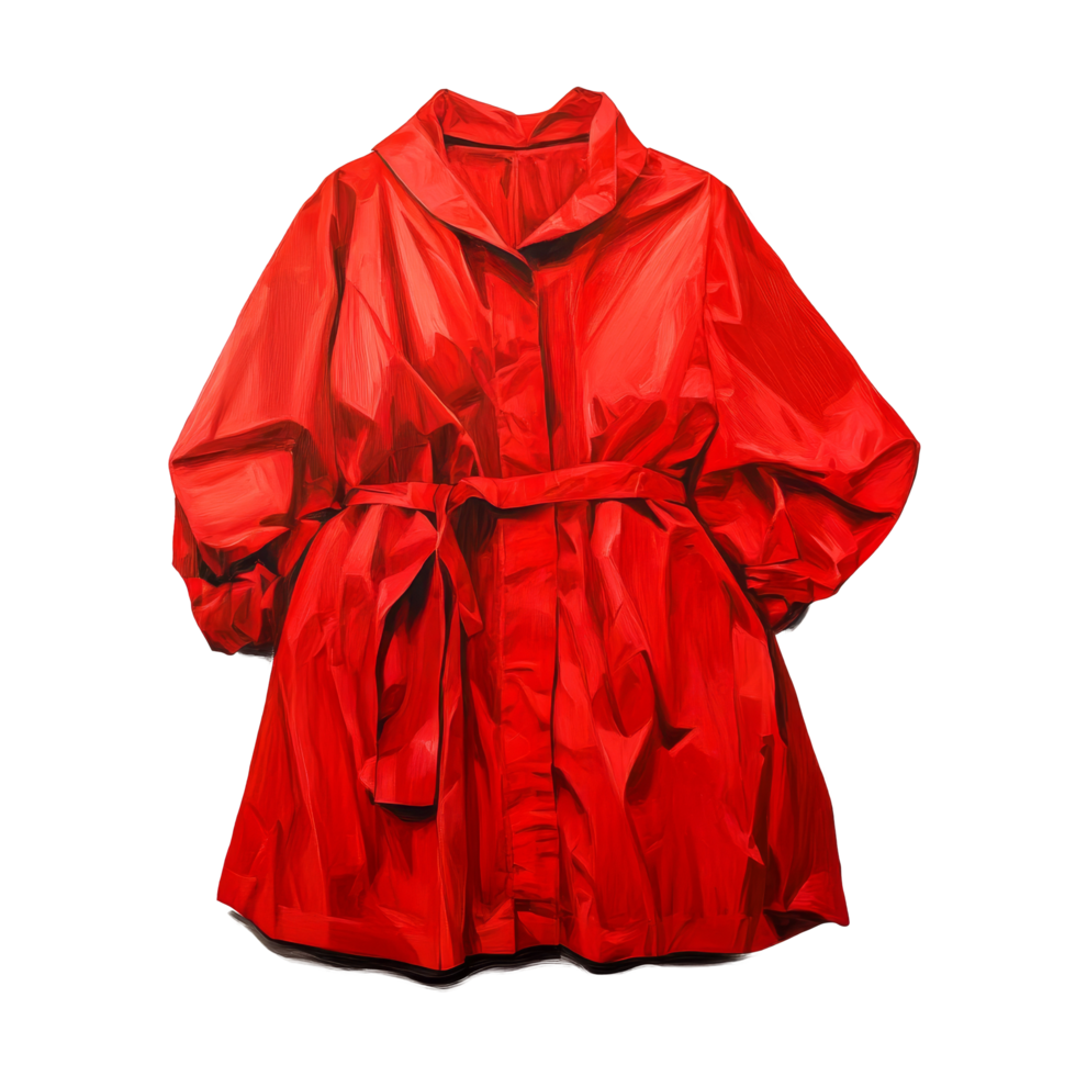 Bright red smock displayed against a clean transparent background