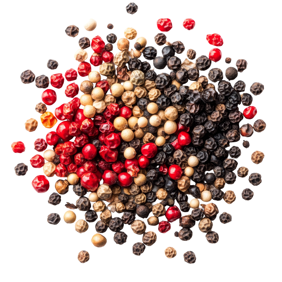 Diverse collection of pepper seeds arranged on a transparent background for culinary exploration and gardening use, pepper seeds on transparent background png