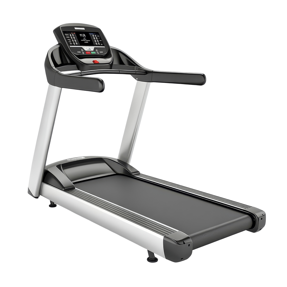 Modern home treadmill with digital display for indoor fitness workouts and exercise routines, Modern Treadmill, Home Fitness Equipment, Isolated on transparent background Background png