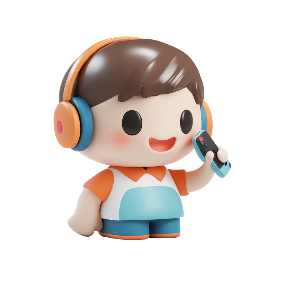 Charismatic character handling calls in a call center setting with a whimsical design, 3D Character Handling Call in Call Centre On transparent background png