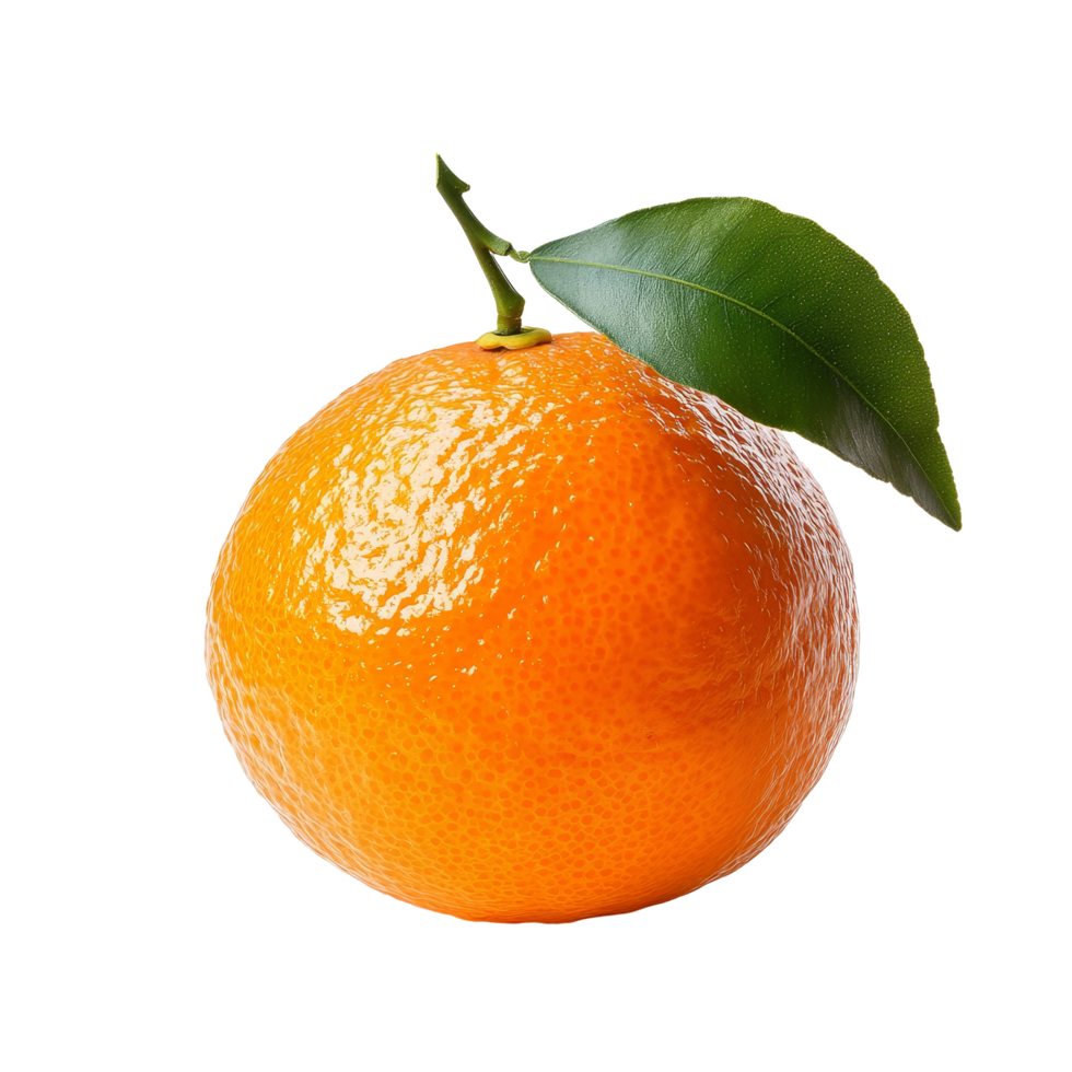 Fresh orange mandarin with green leaf isolated on a clean transparent background for culinary and health inspirations, orange mandarin with leaf isolated on transparent background png