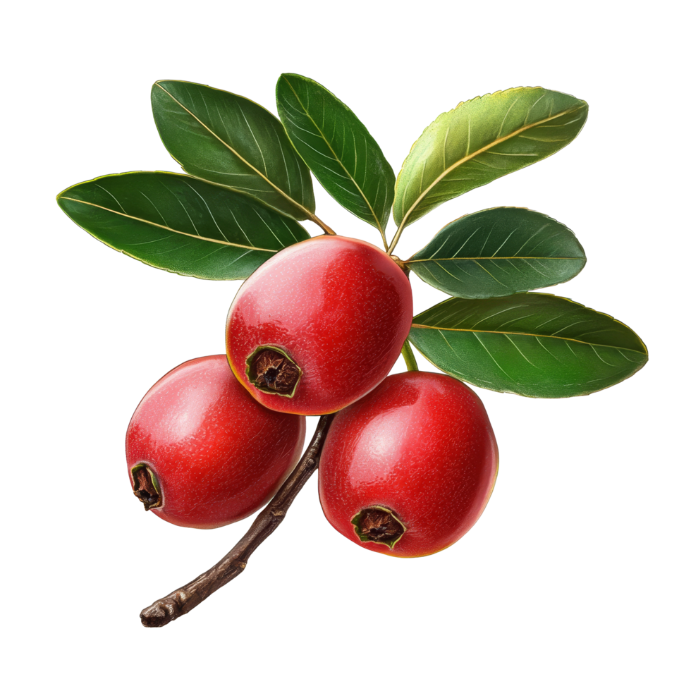 Fresh waxberries with green leaves isolated on a transparent background displaying natures vibrant colors, waxberry isolated on transperent png