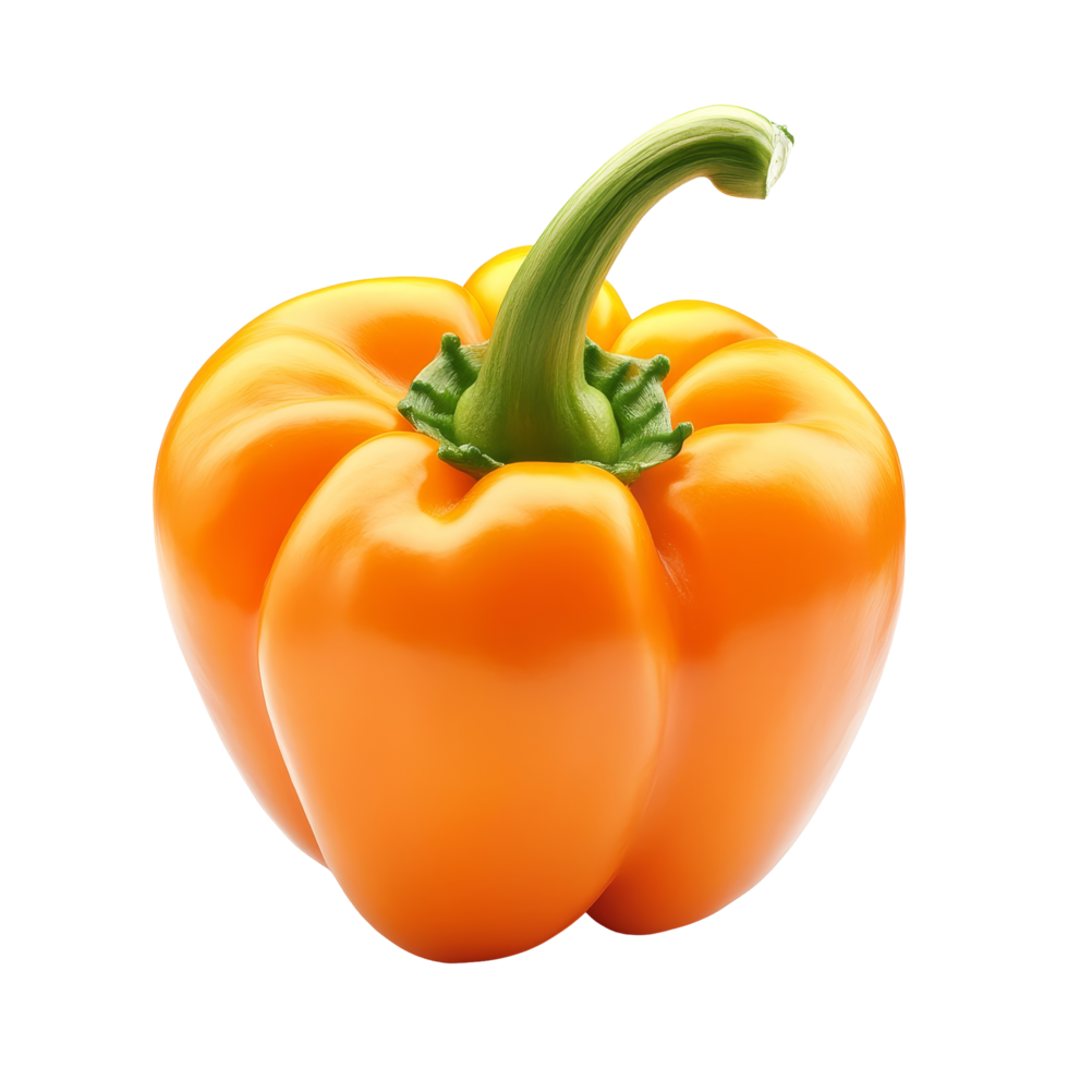 Fresh orange pepper isolated on a transparent background showcasing its vibrant color and unique shape, orange pepper isolated on transparent background png