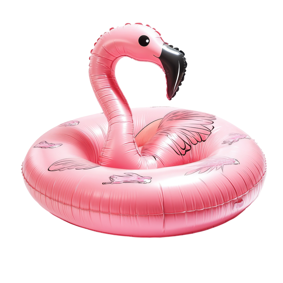 A vibrant pink flamingo pool float resting on a transparent background ready for summer fun in the sun, Pink Flamingo Pool Float On transparent background png