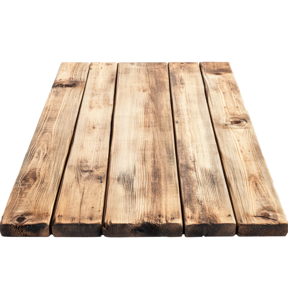 Empty wooden table top designed for product placement and display in a bright setting, a blank empty wooden table top for product placement isolated on transparent backgroud png