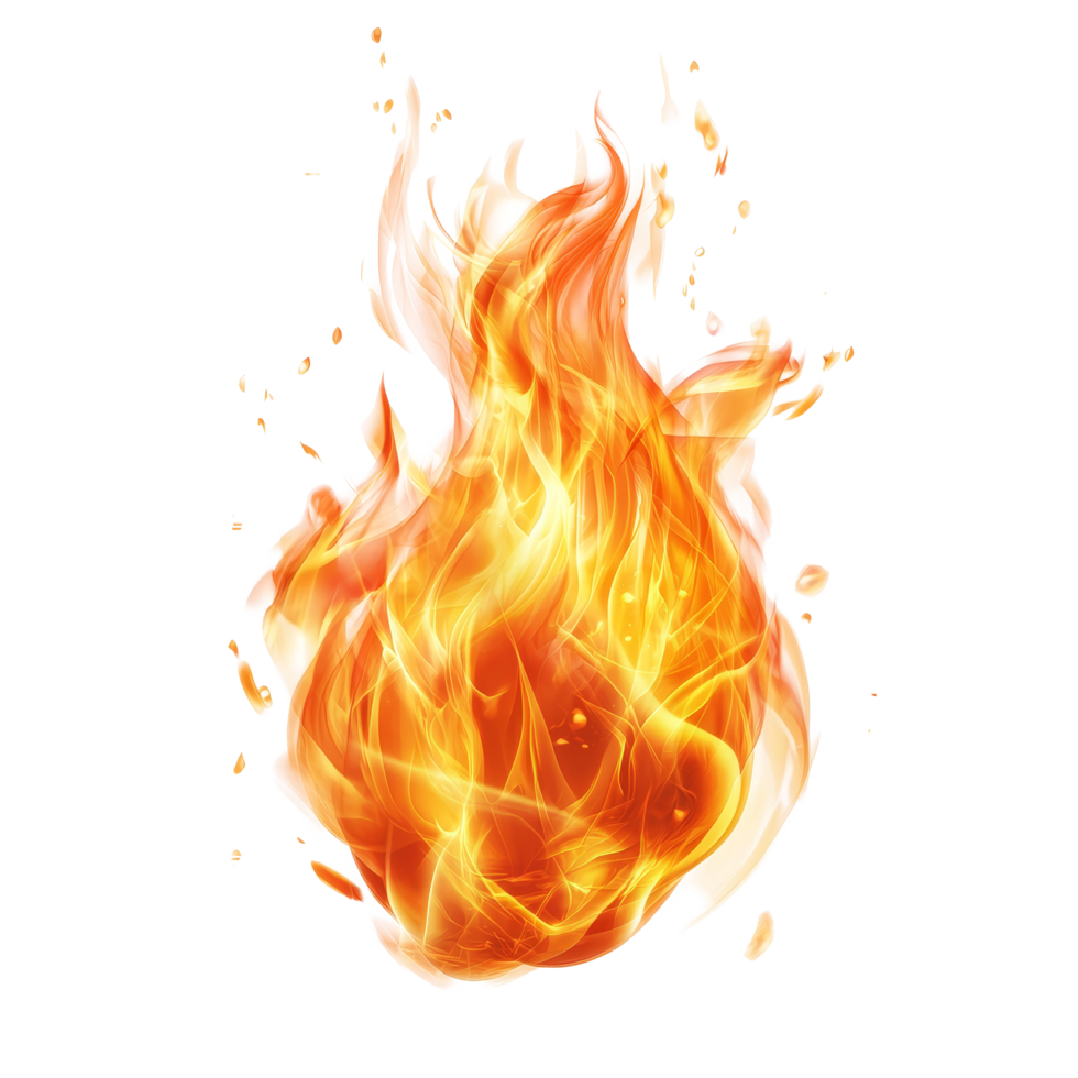 Realistic flame effect dancing against a transparent background, showcasing vibrant colors and dynamic movement, Realistic fire flame effect transparent background. Fire flame transparent background png
