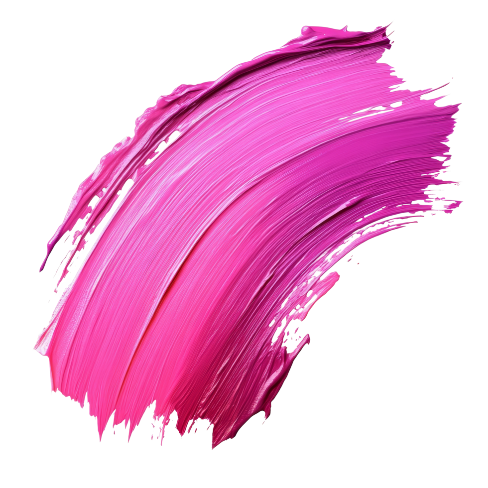 Vibrant pink paint brushstroke isolated on a clean transparent background showcasing artistic expression and creativity, pink color paint brushstroke isolated on transparent background png