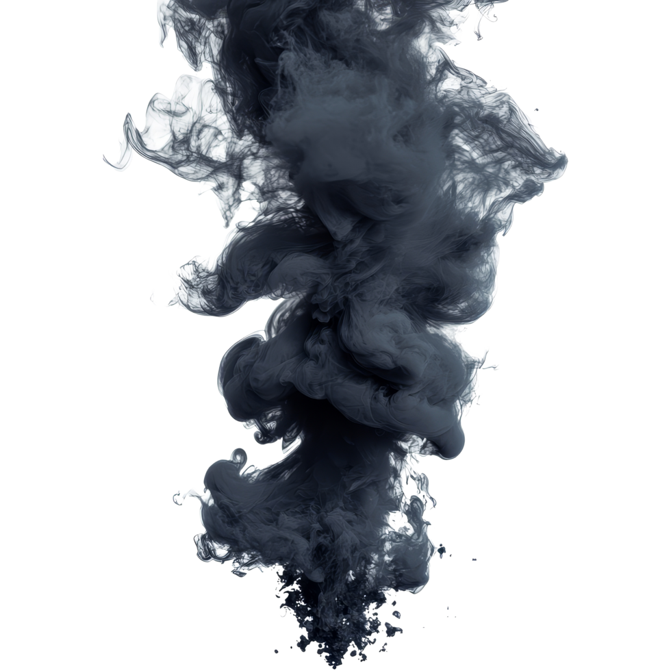 Graceful black smoke contrasts starkly with a transparent background, creating a captivating visual, black smoke on transparent background png