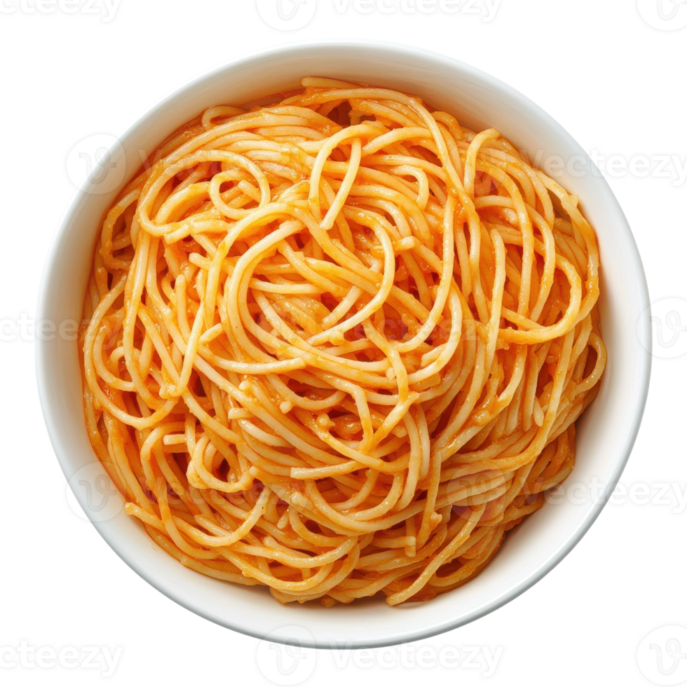 Delicious Spaghetti in Bowl on transparent background. png