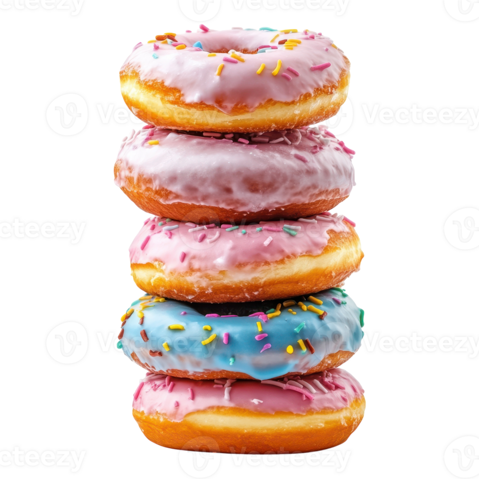 Delicious Stack of Donuts on transparent background. png
