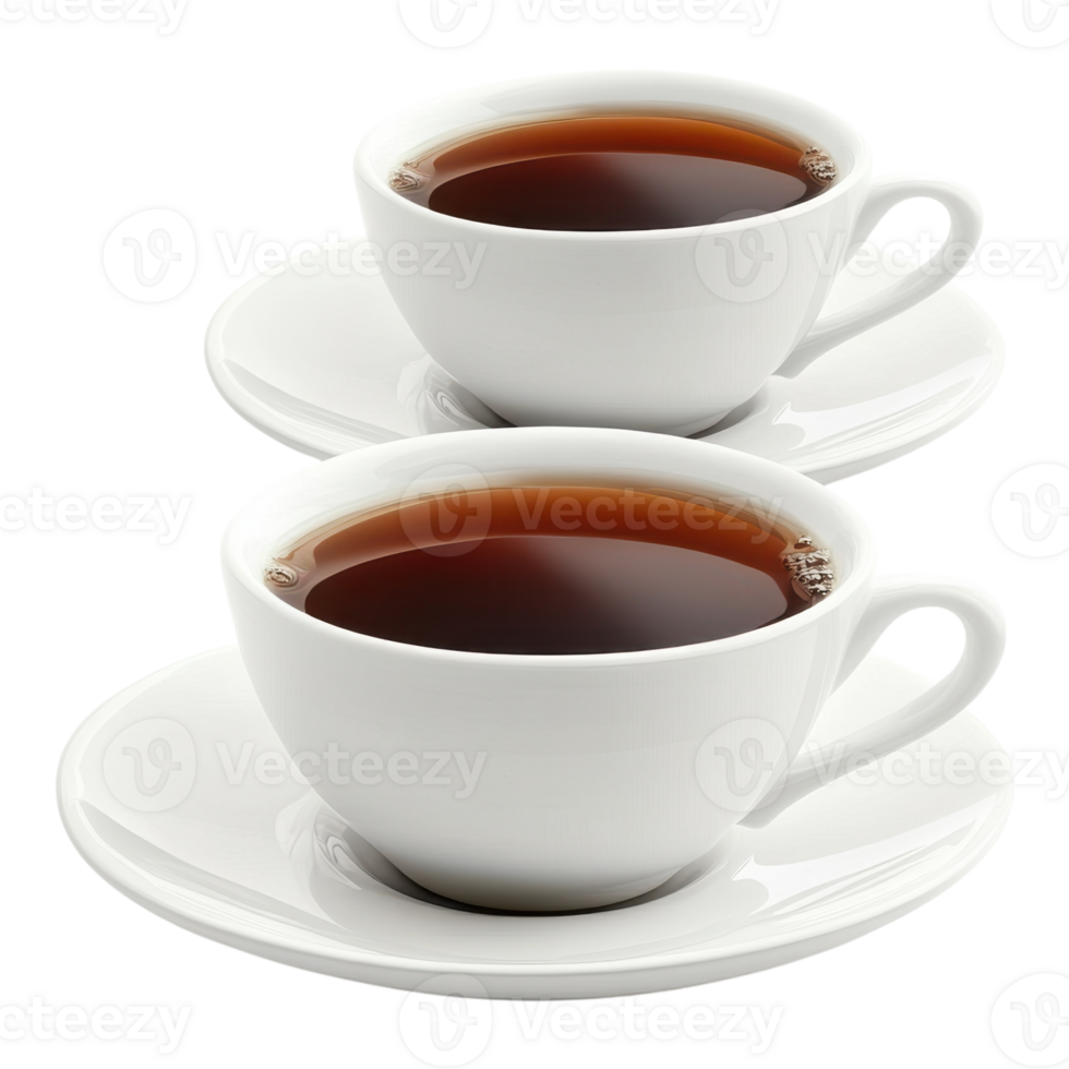 Steaming Cups of Black Tea on transparent background. png