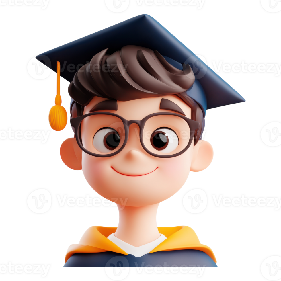 Student 3D Icon for Education Projects on transparent background. png