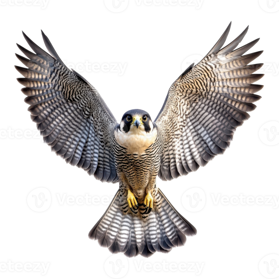Majestic Peregrine Falcon in Flight on transparent background. png