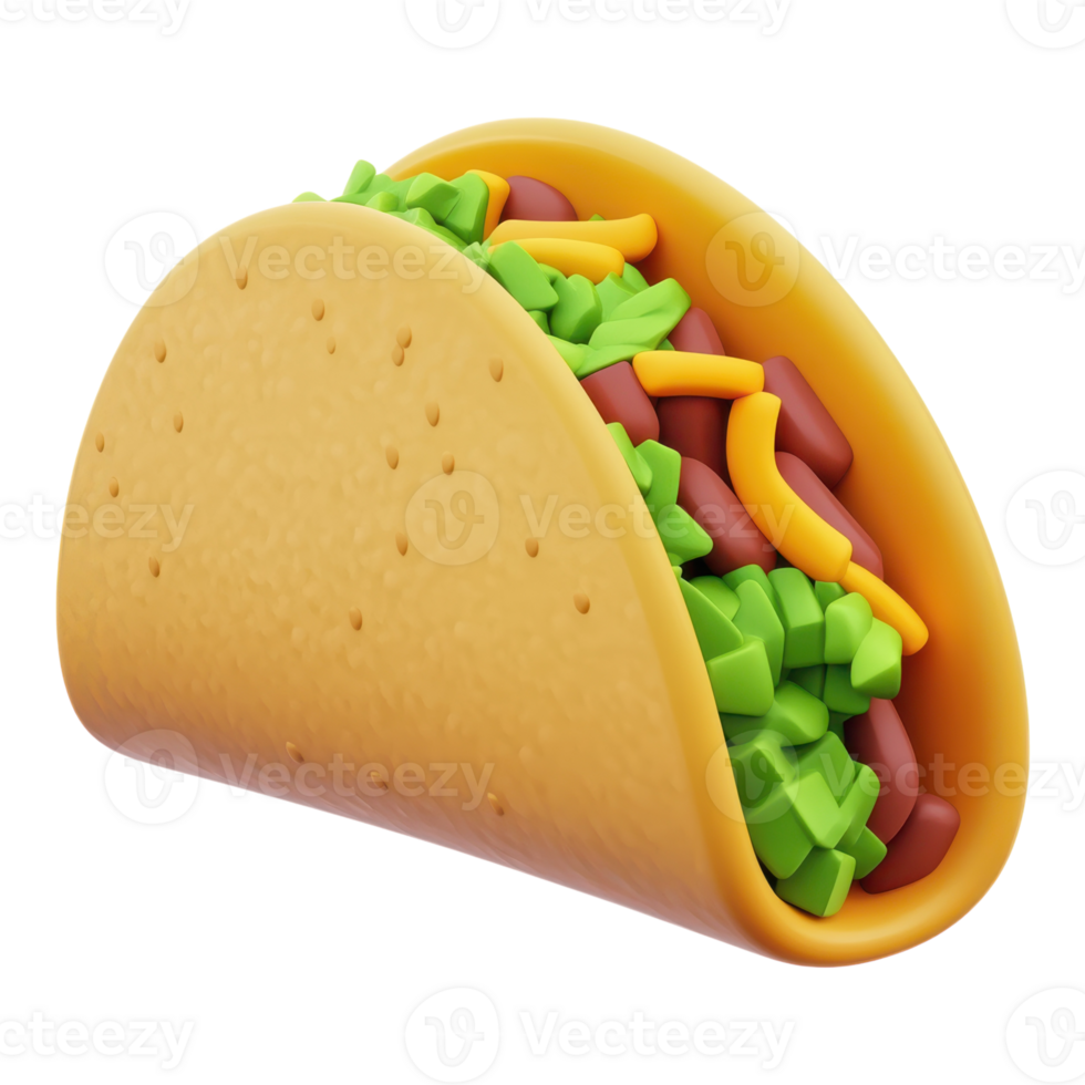 Delicious Taco 3D Icon on transparent background. png