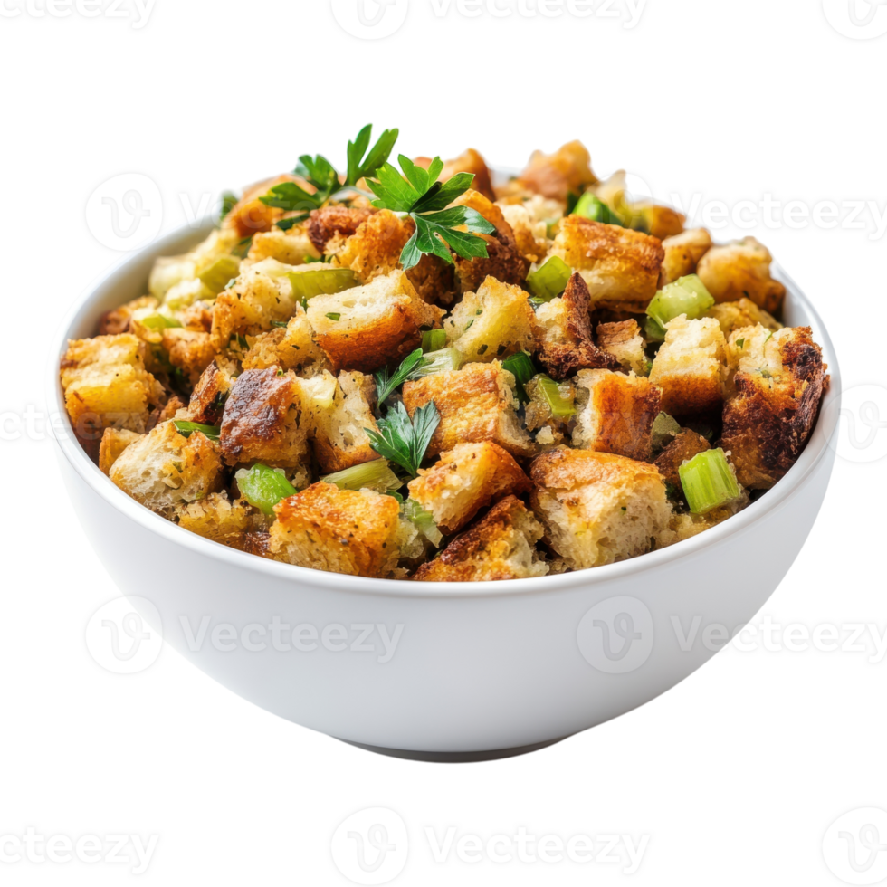 Delicious Thanksgiving Stuffing on transparent background. png