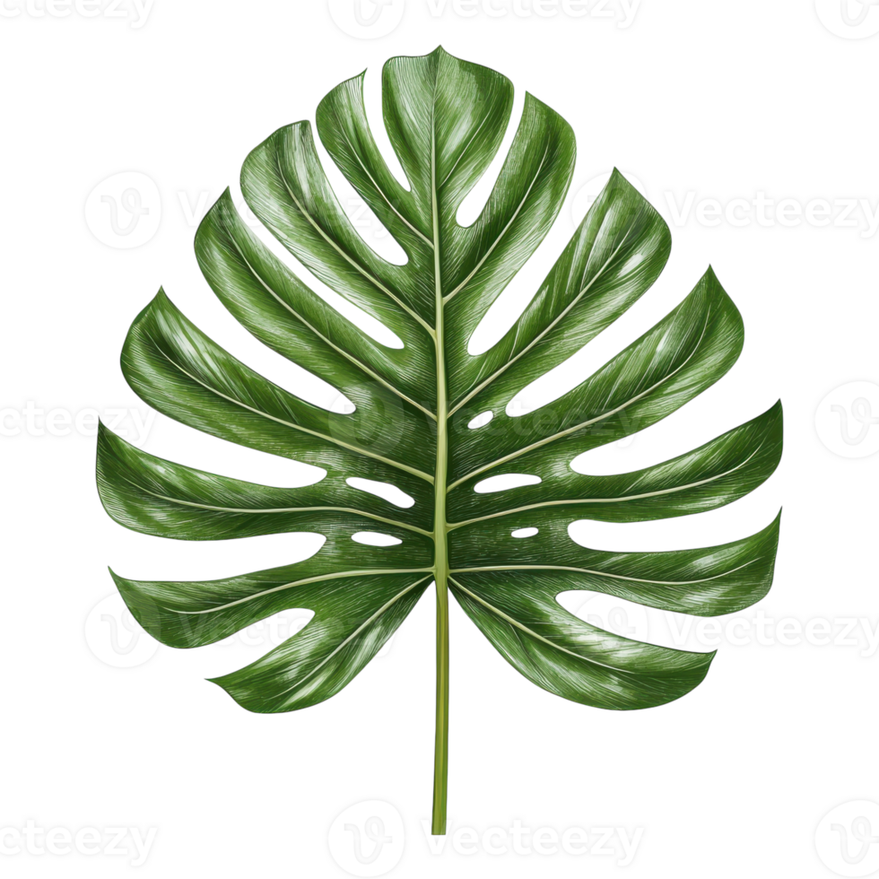 Tropical Palm Leaf on White on transparent background. png