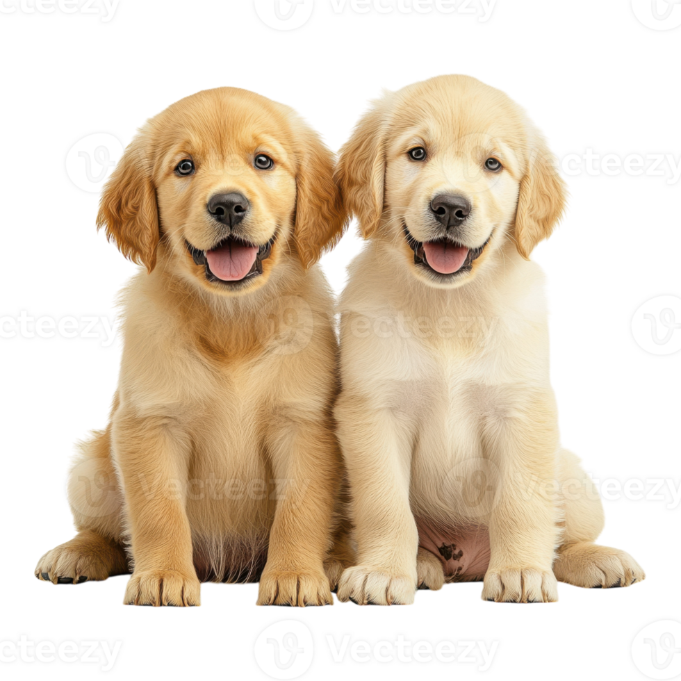Adorable Golden Retriever Puppies on transparent background. png