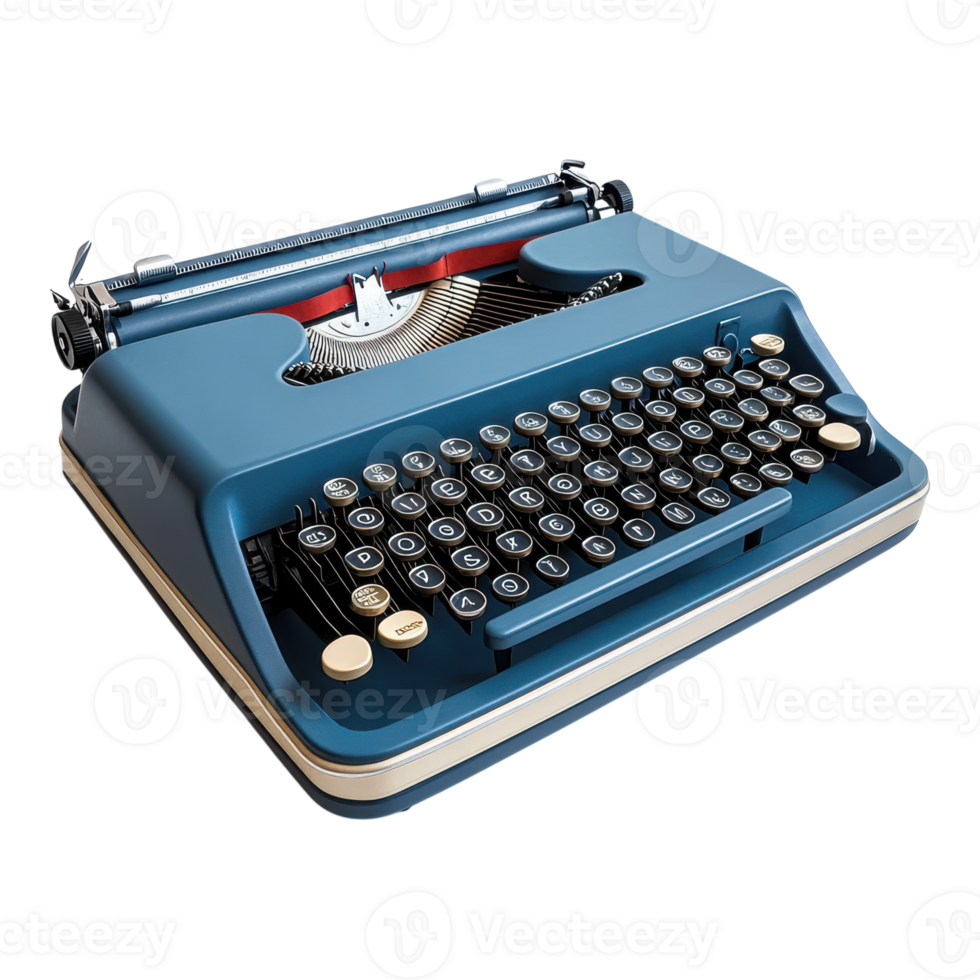 Vintage Typewriter on White on transparent background. png