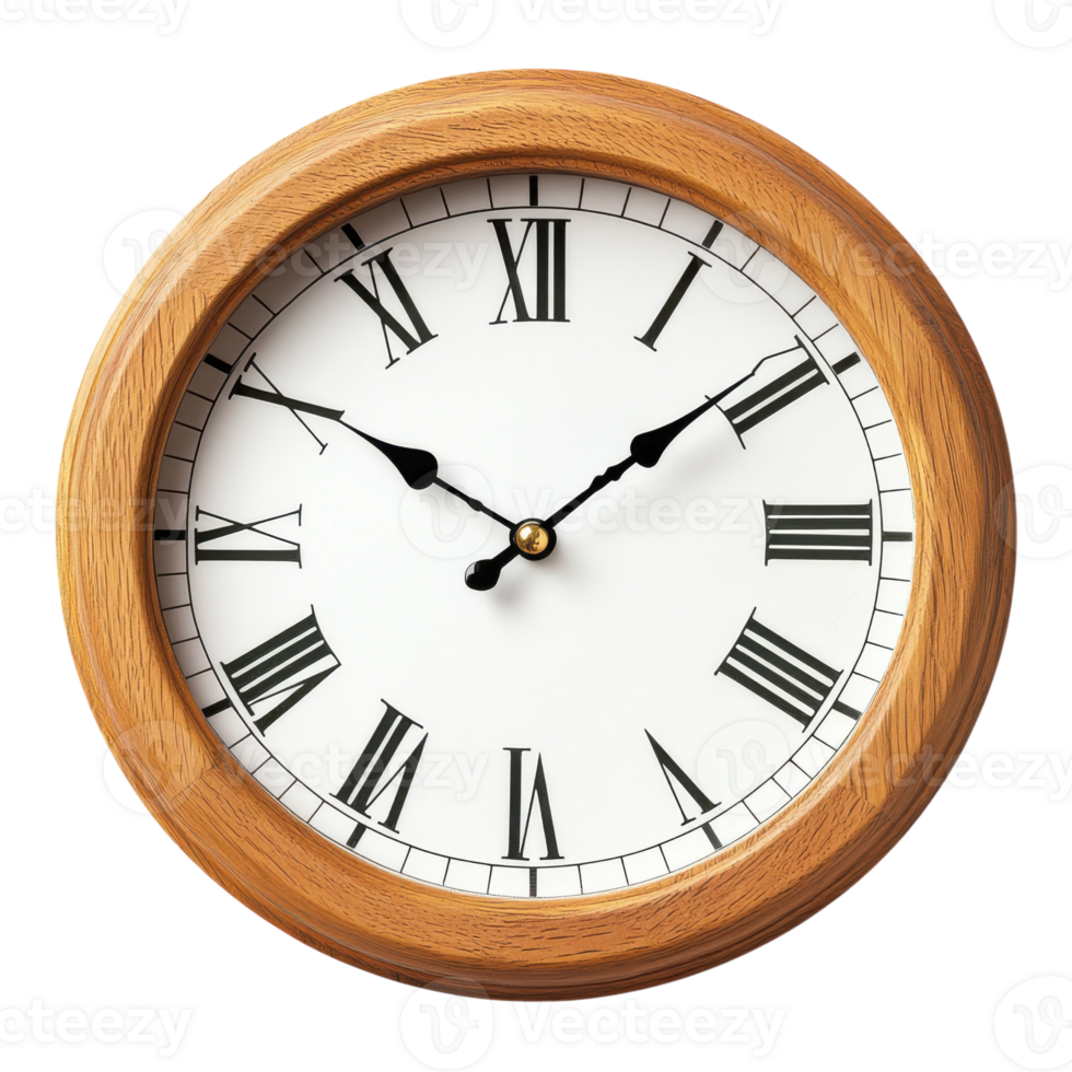 White Background Wall Clock on transparent background. png