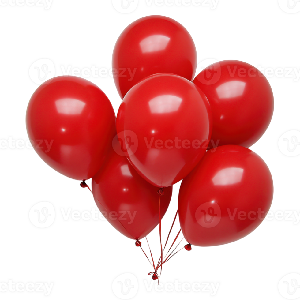 Red Balloons on White Background Festive Image on transparent background. png