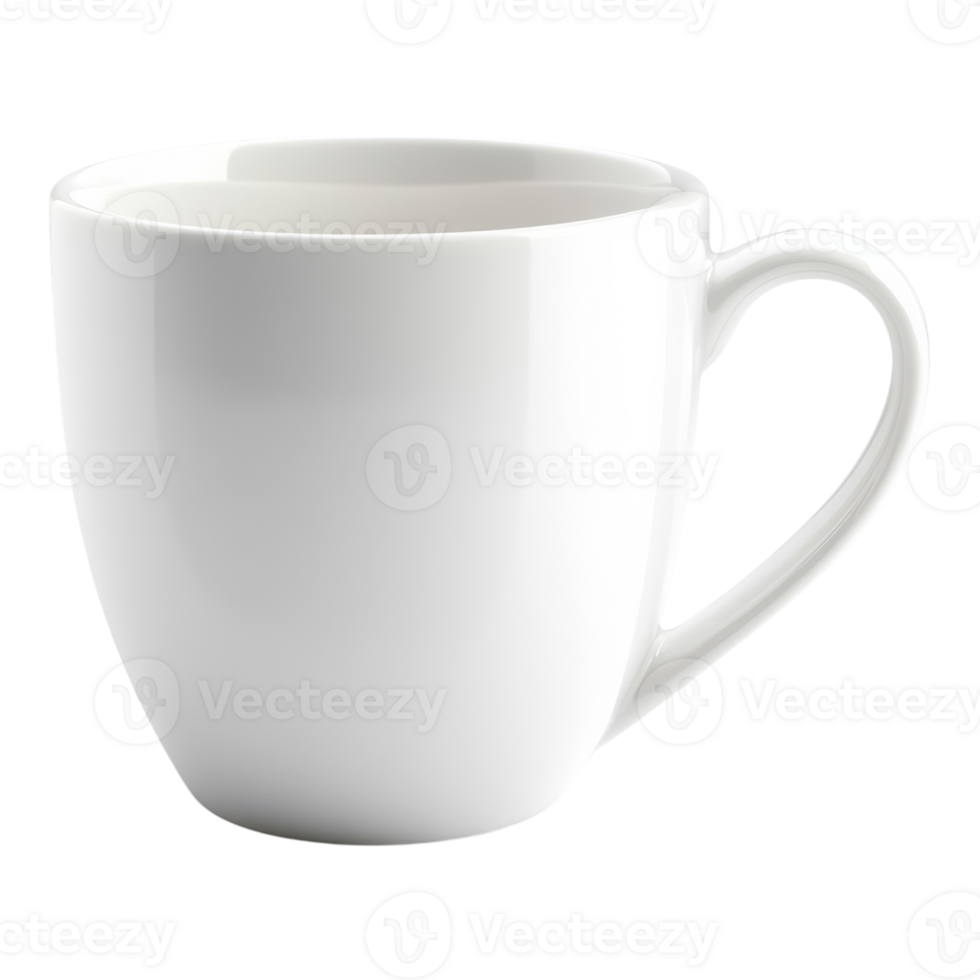White Ceramic Coffee Cup Mockup on transparent background. png