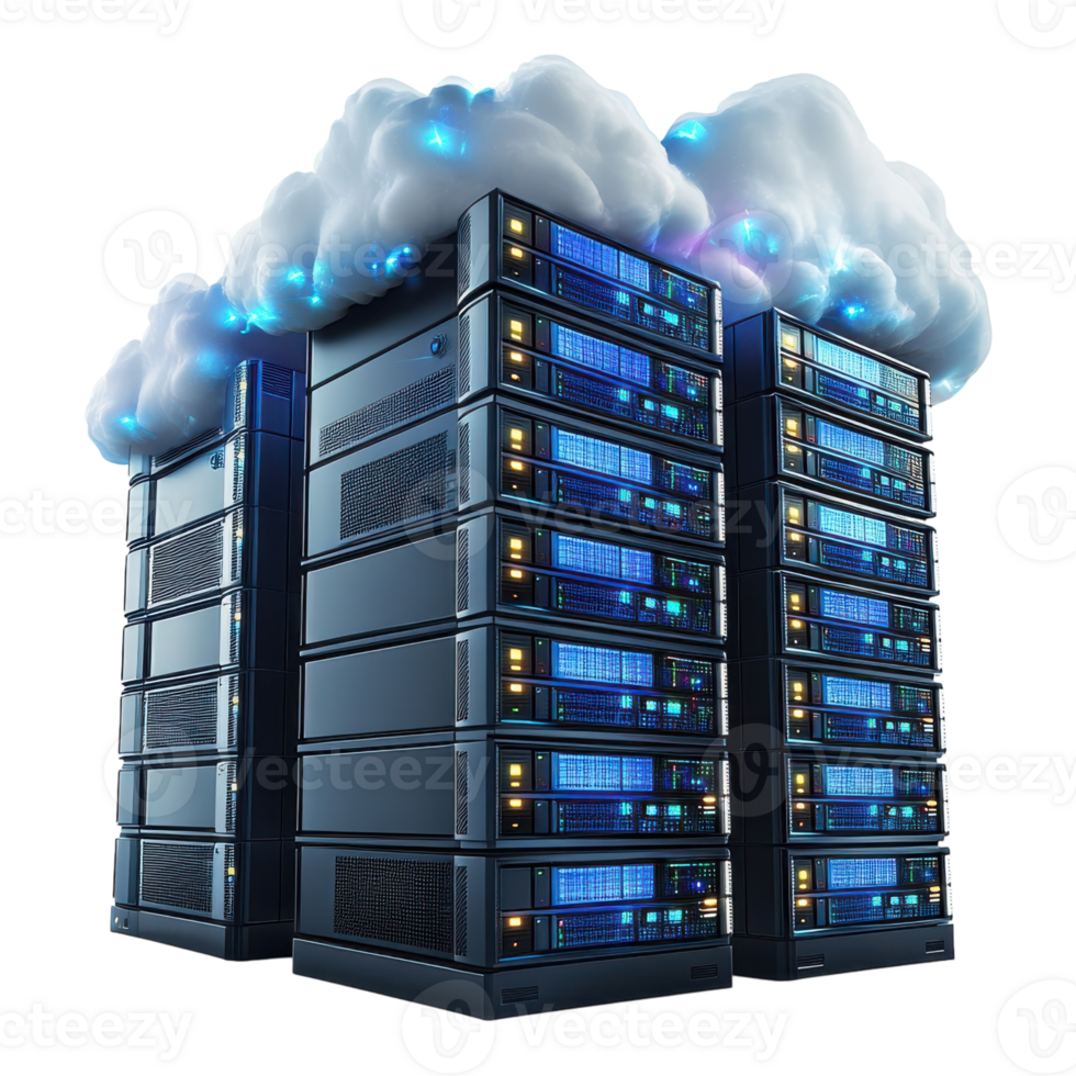 Cloud Computing Data Servers Illustration on transparent background. png