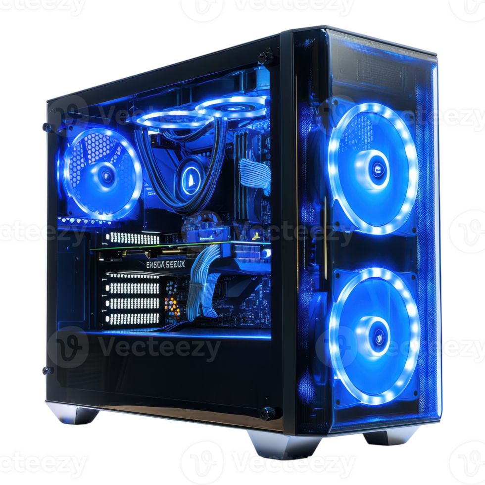 Gaming PC on White Background on transparent background. png