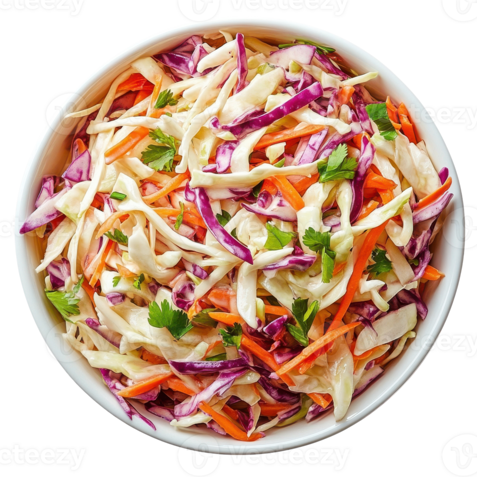 Delicious Coleslaw in Bowl on transparent background. png