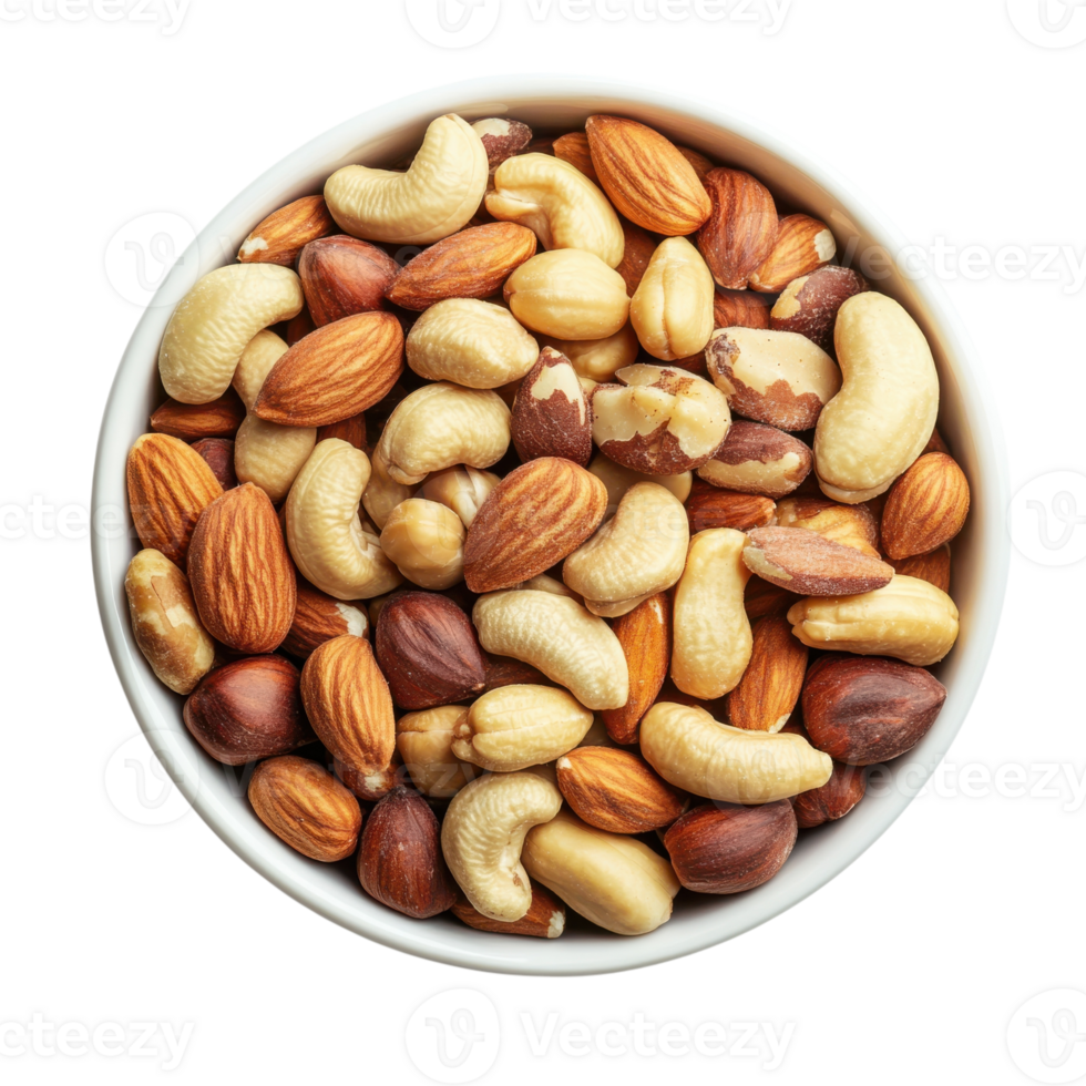 Assorted Nuts in a Bowl on transparent background. png