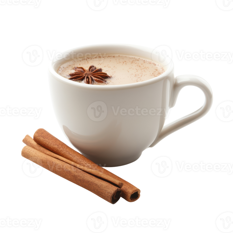 Warm Chai Tea with Cinnamon on transparent background. png