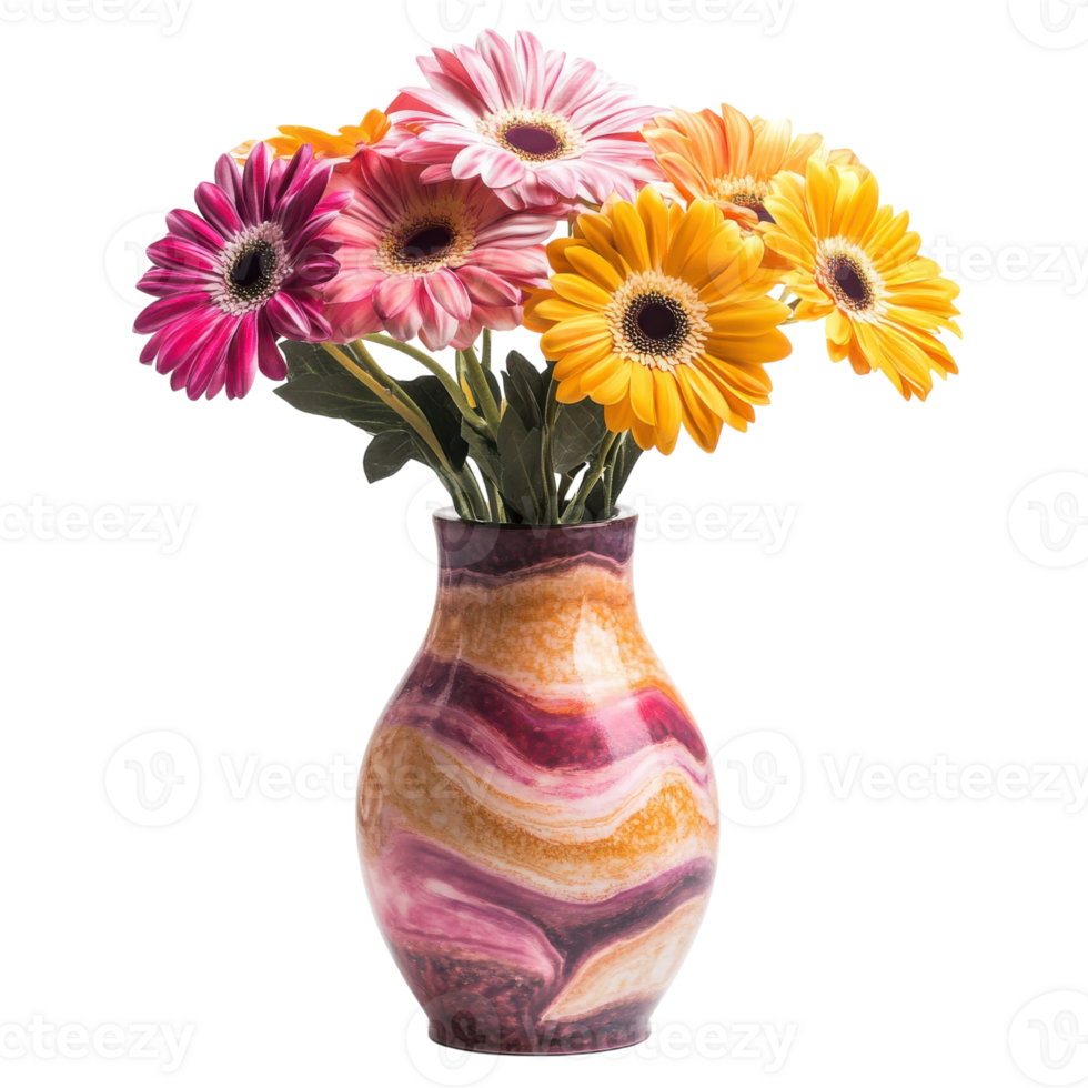 Decorative Vase with Fresh Flowers on transparent background. png