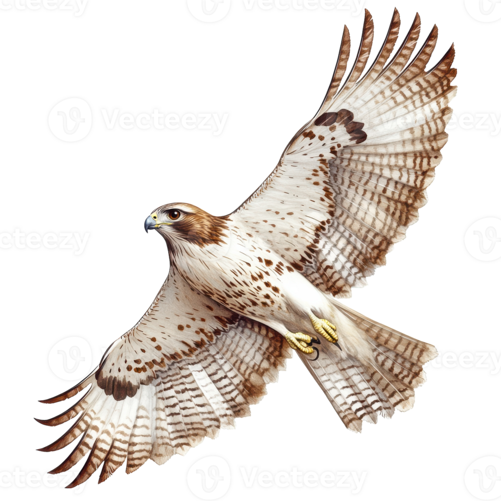 Majestic Hawk in Flight on transparent background. png