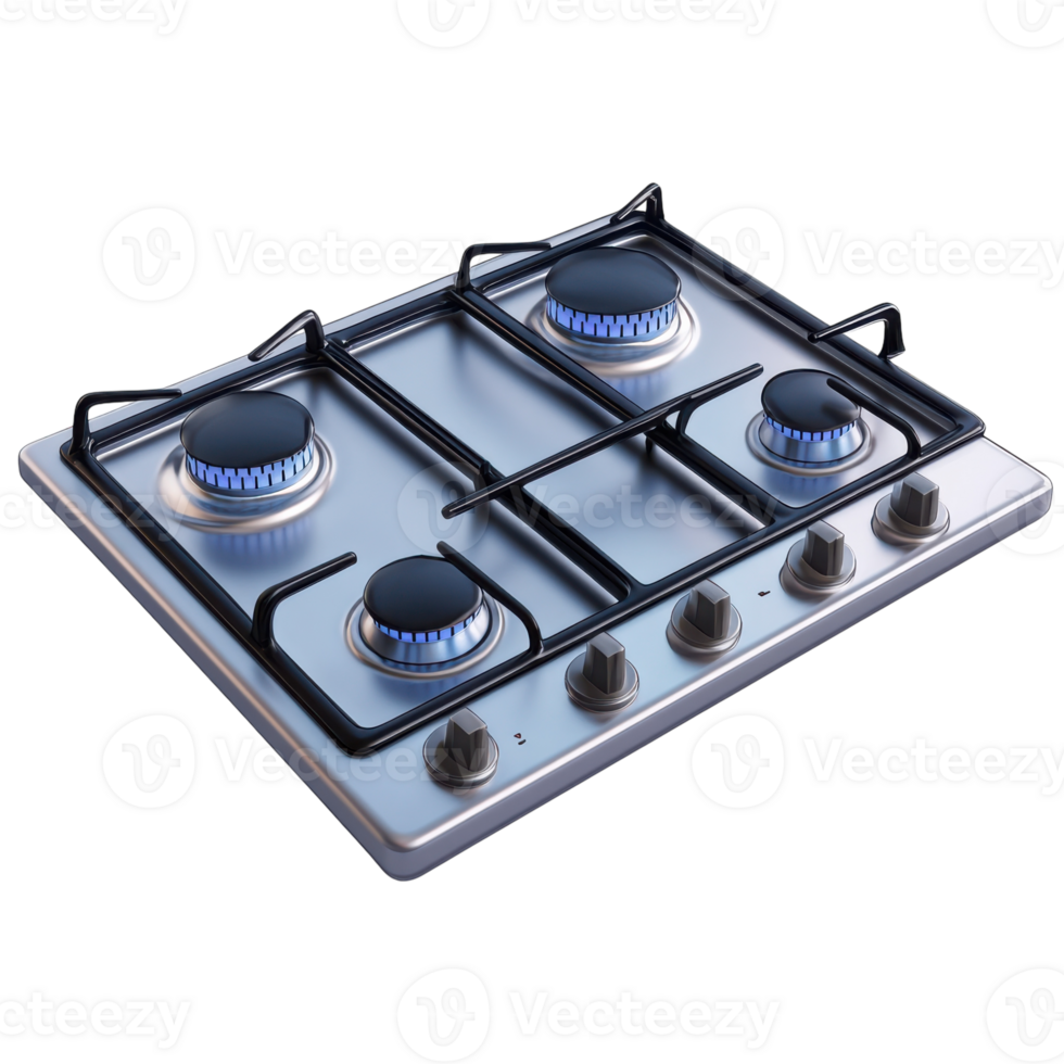 Gas Stovetop with Burners on transparent background. png