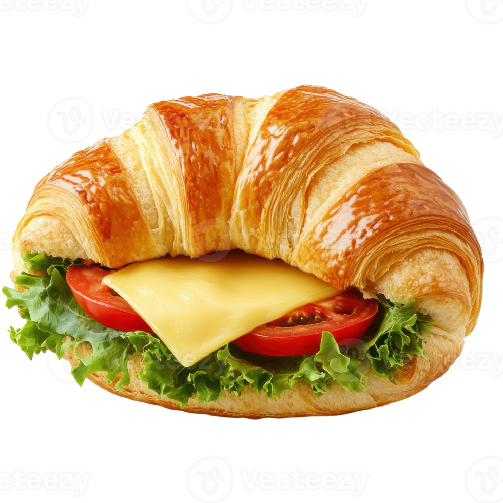 Delicious Croissant Sandwich Photo on transparent background. png