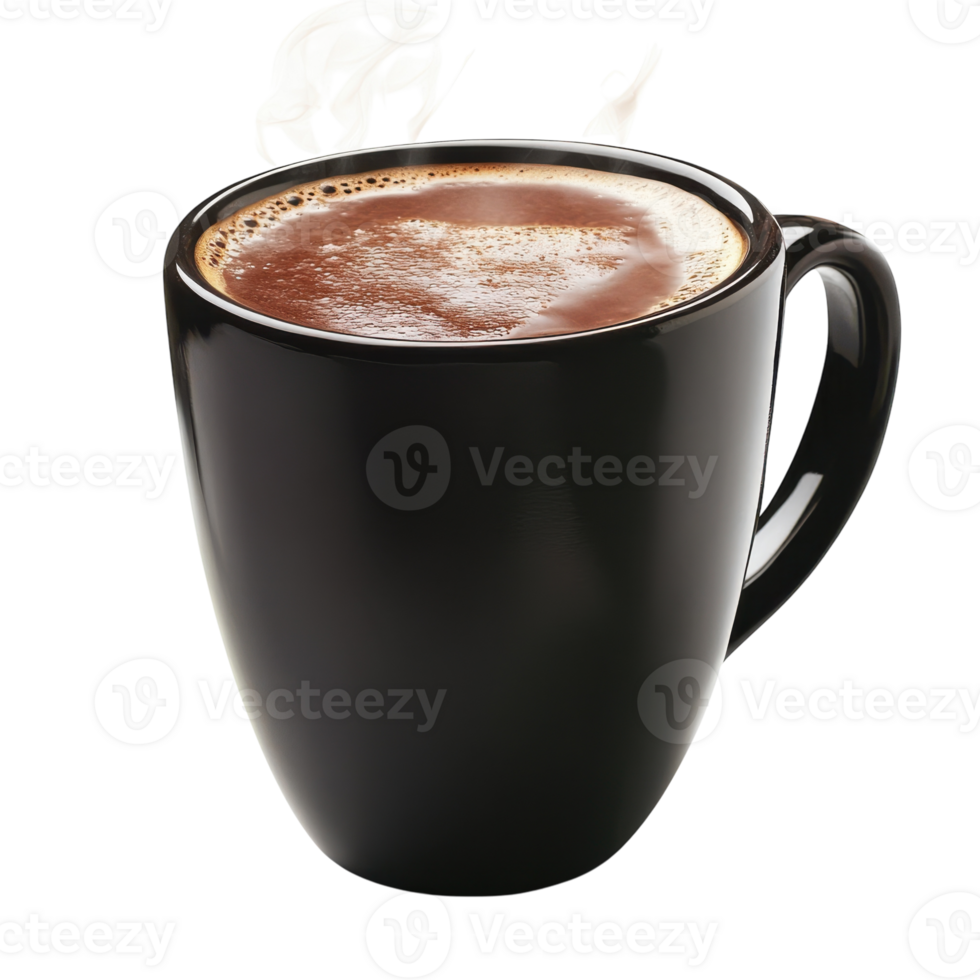 Steaming Coffee in Glossy Mug on transparent background. png