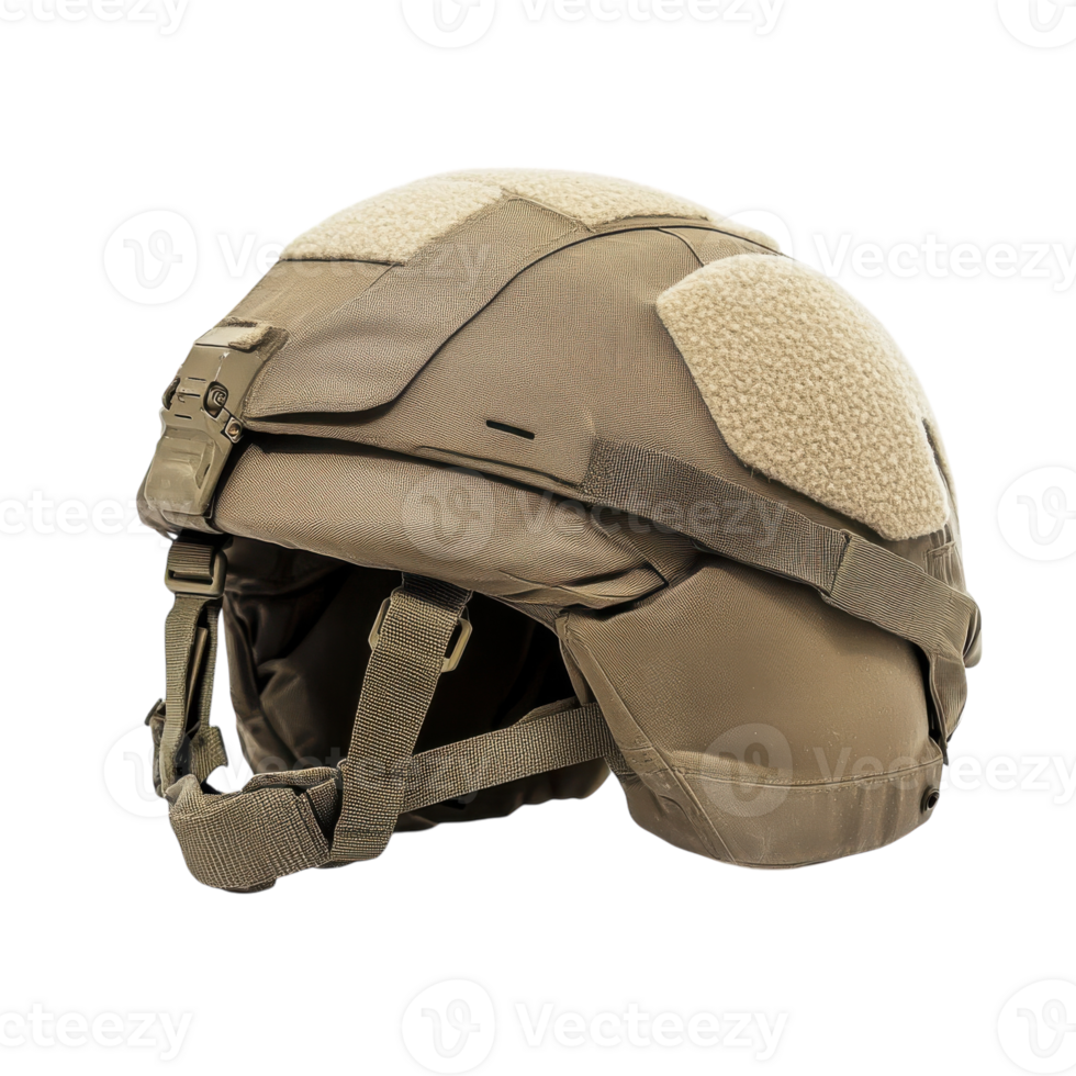 Army Helmet on a Wooden Surface on transparent background. png