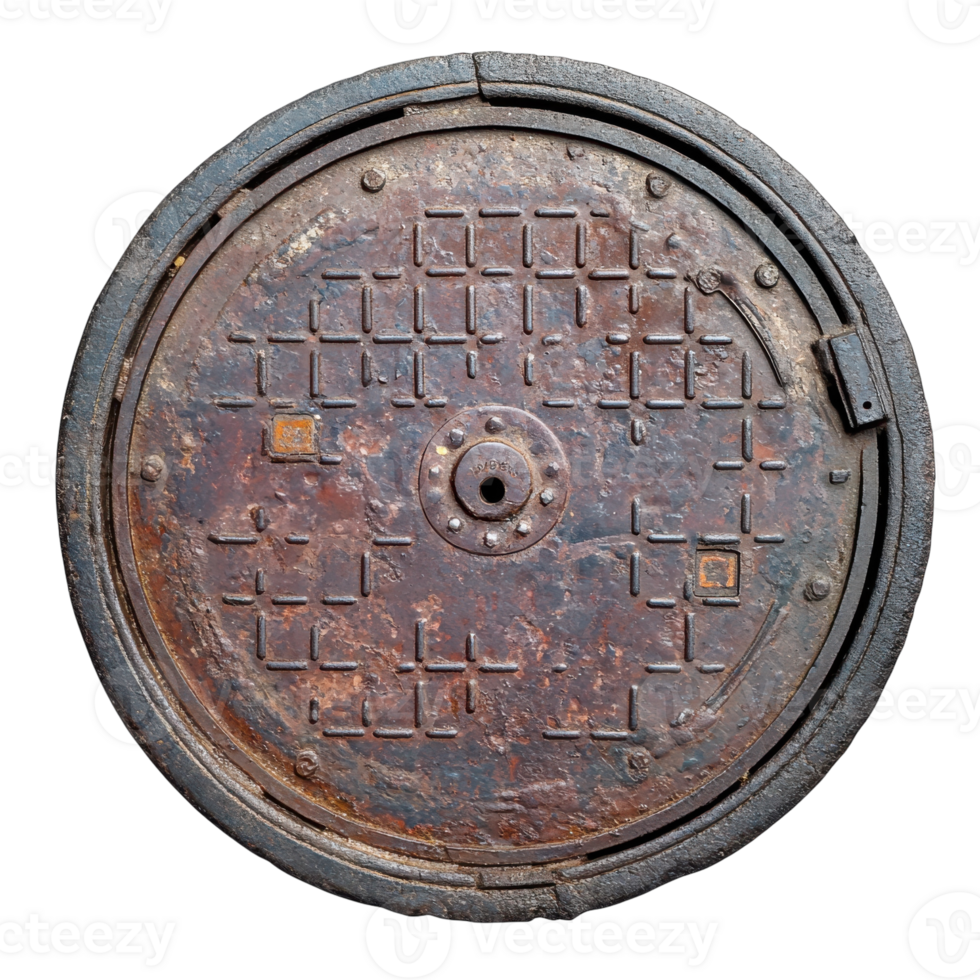 Manhole Cover on White Background on transparent background. png