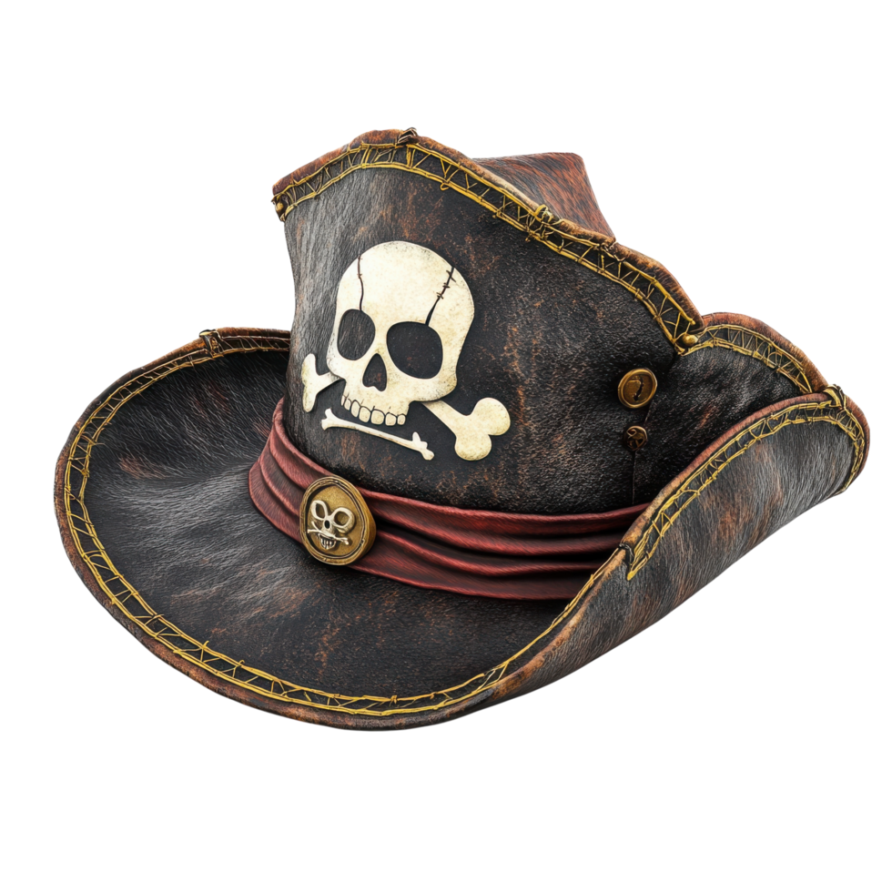 Pirate Hat with Skull and Crossbones on transparent background. png