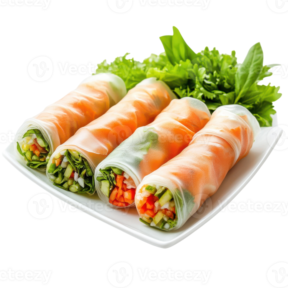Delicious Spring Rolls Fresh Vietnamese Food Photography on transparent background. png