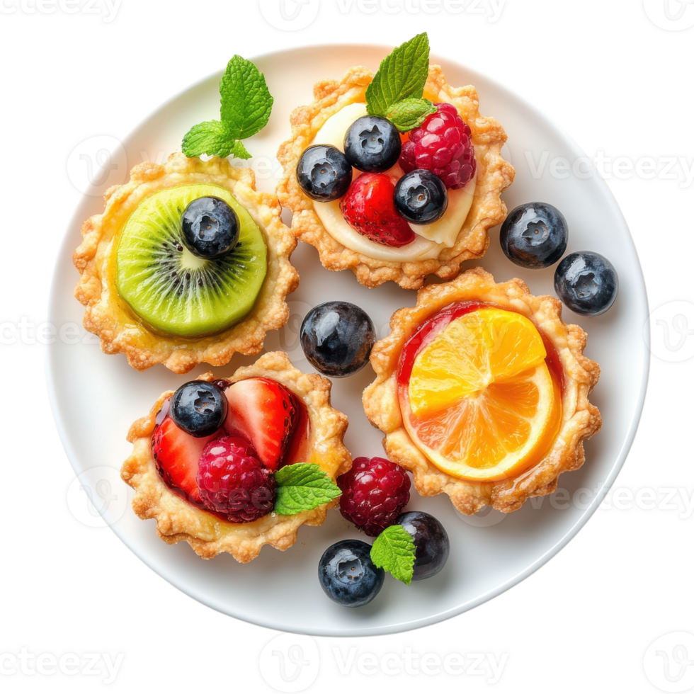 Delicious Fruit Tartlets Perfect for Summer on transparent background. png