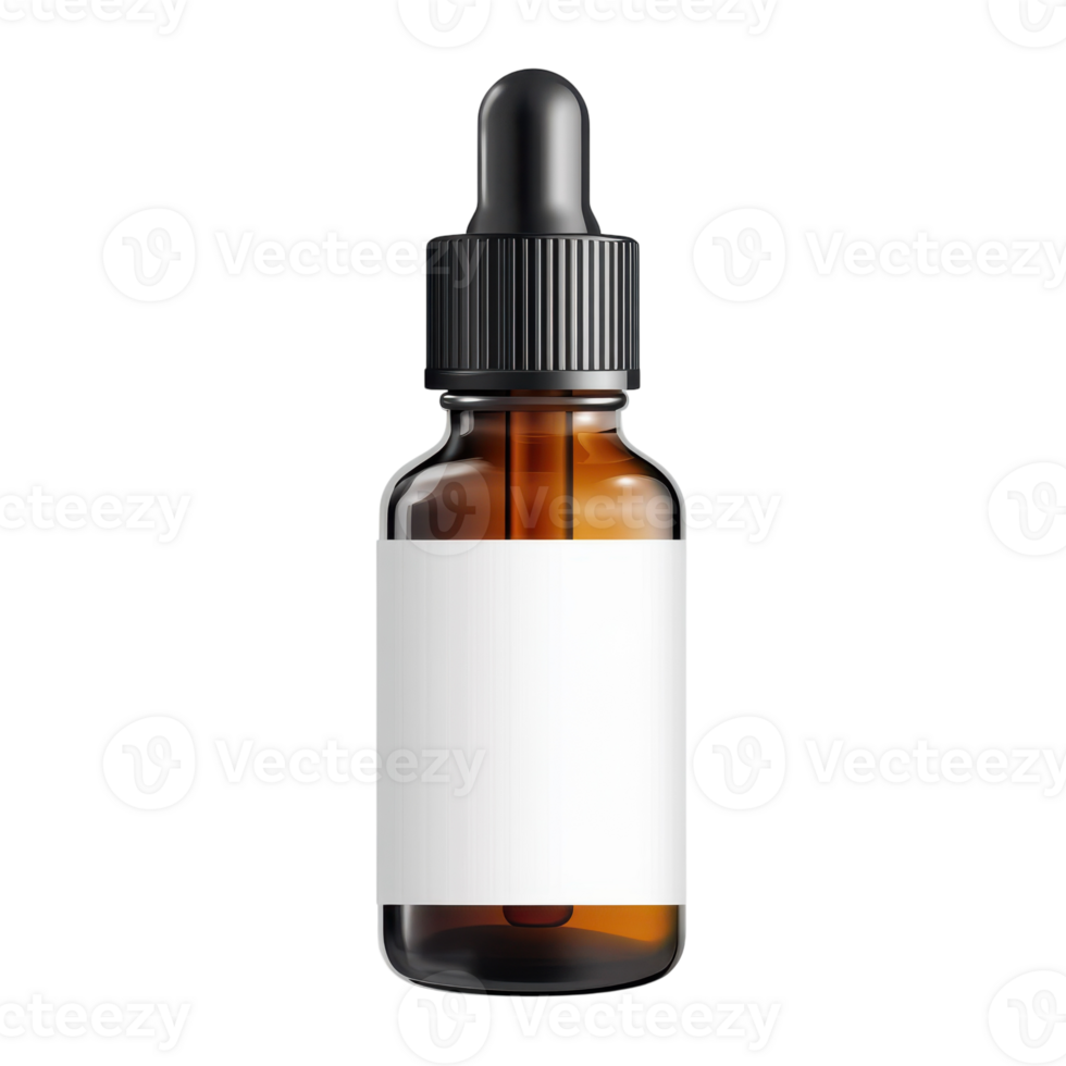 Amber Glass Dropper Bottle Mockup on transparent background. png