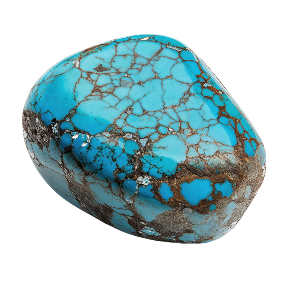 Vibrant Blue Turquoise Gemstone on transparent background. png